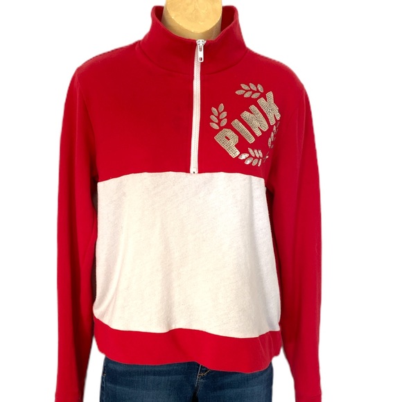 🔴 5/$45 SALE 🔴 PINK VICTORIAS SECRET | 3/4 Zip Pullover sweatshirt - Picture 2 of 6